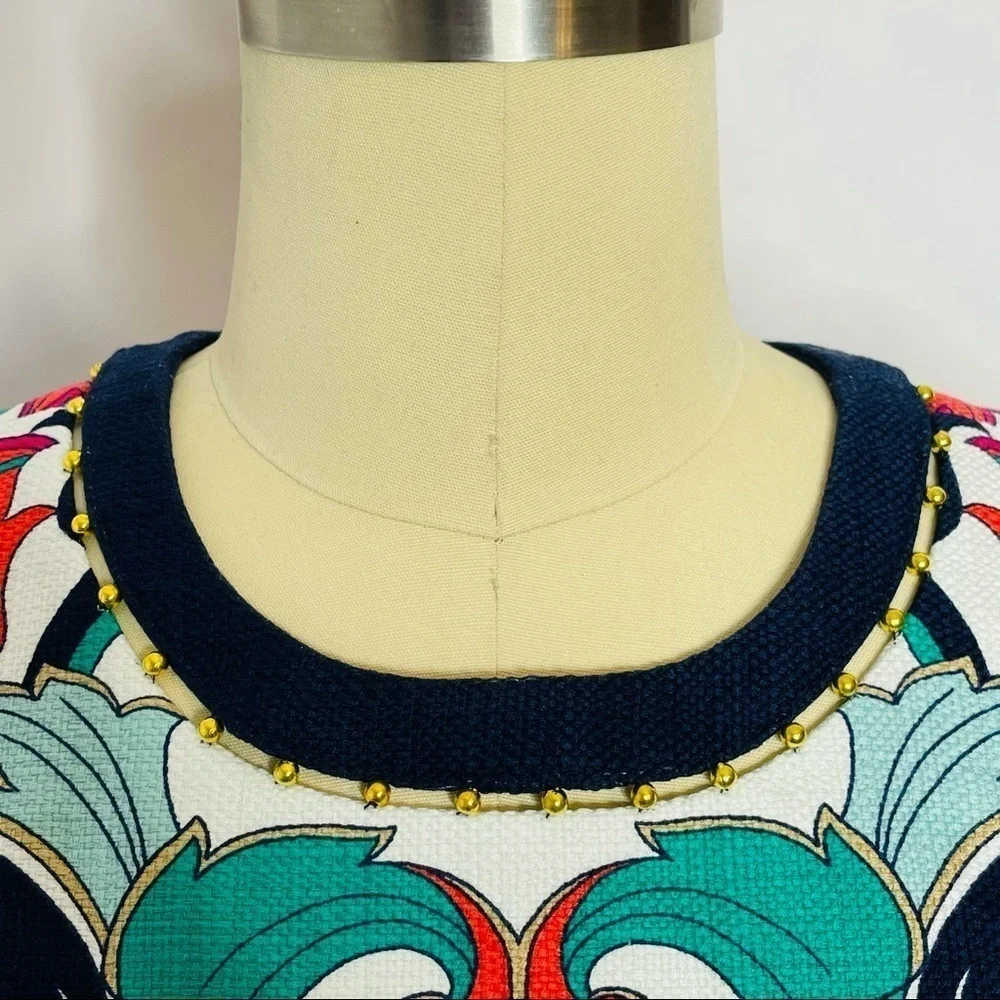 Laundry by Shelli Segal Printed Beaded Neck Dress- Size 6 - Picture 5 of 9